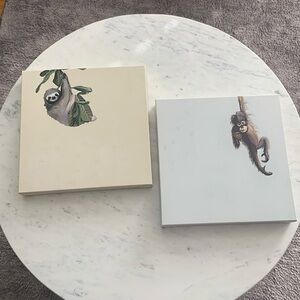 Pottery Barn kids Jungle Animal Canvas Art Sloth & Monkey